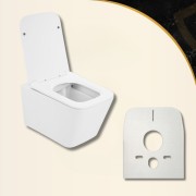 MISKA WC PODWIESZANA TOALETOWA RIMLESS BEZKOŁNIERZOWA DESKA BIAŁA LUNO 302 Granitan – archiwalne 7