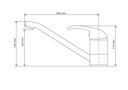 Rysunek techniczny i wymiary: Bateria kuchenna ALFA DŁUGA - Chrom Granitan