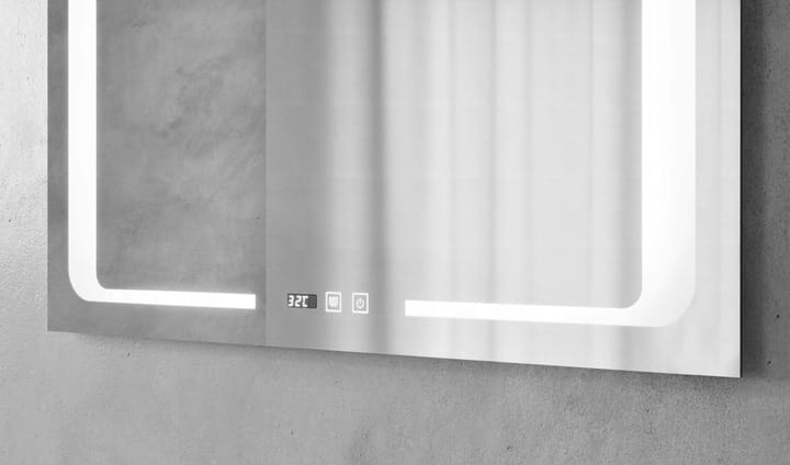 Prostokątne podświetlane lustro energooszczędne LED 90x60 Minor Chrom Granitan – aranżacja / widok z boku