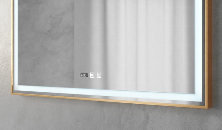 Prostokątne podświetlane lustro energooszczędne LED 100x80 Orion Rose Gold Granitan – aranżacja / widok z boku