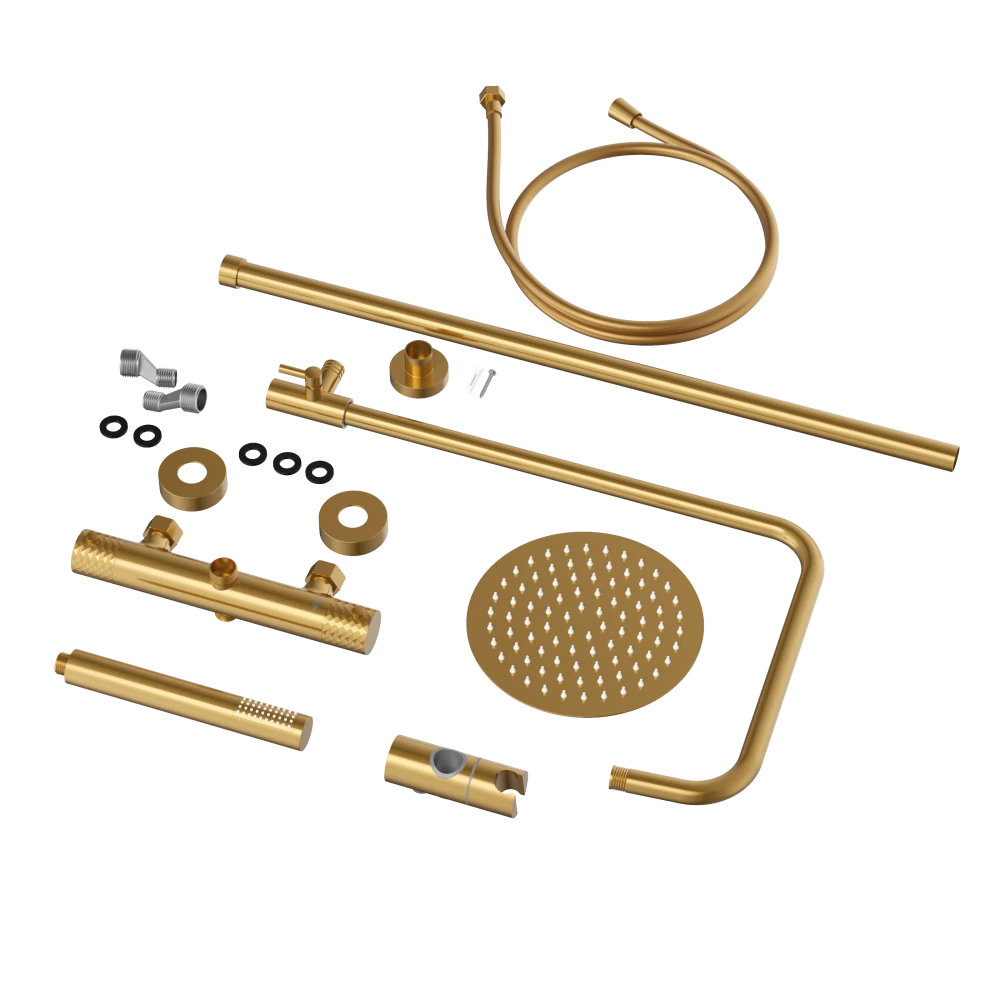 Zestaw natryskowy termostatyczny prysznicowy z deszczownicą GLAMI BRUSHED GOLD Granitan – archiwalne 27