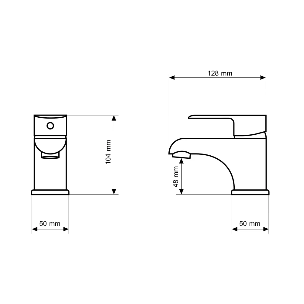 Rysunek techniczny: Bateria umywalkowa jednouchwytowa niska stojąca łazienkowa chrom kran Vito Granitan