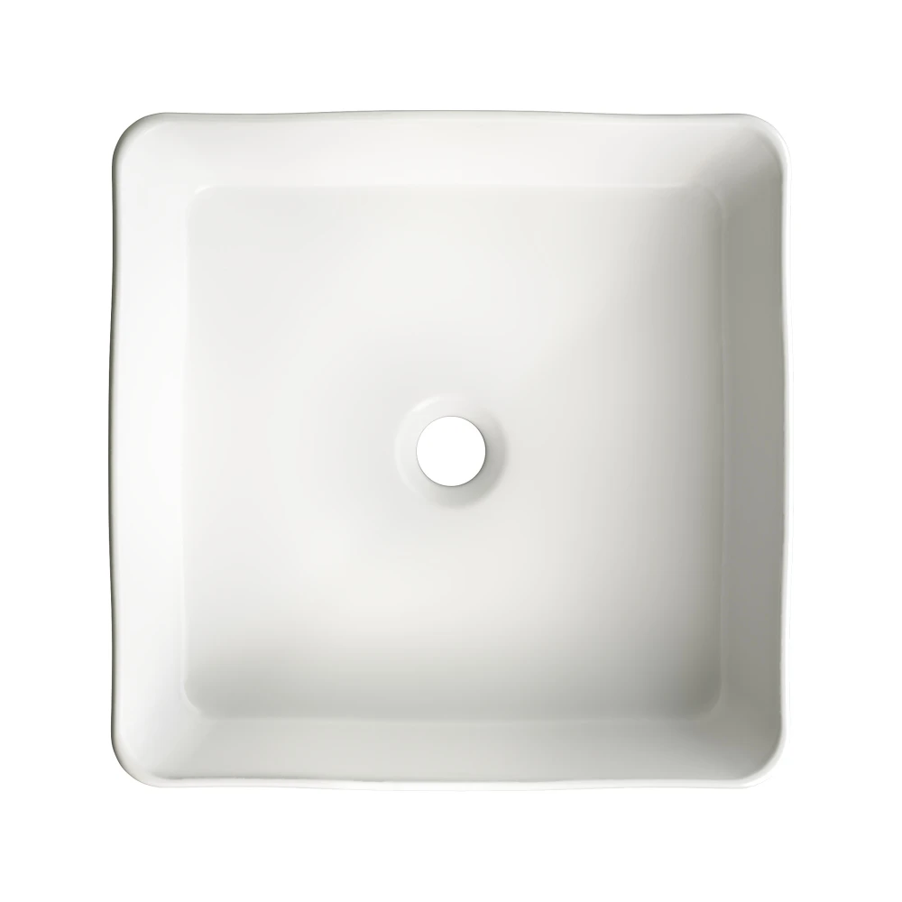 Umywalka nablatowa ceramiczna zlew VIORA biała ryflowana kwadratowa 40.5 cm Granitan – archiwalne 8