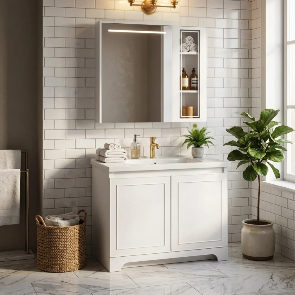 Szafka łazienkowa ZESTAW Umywalka Lustro wisząca Nowoczesna Cleania Granitan – ujęcie z bliska / detal