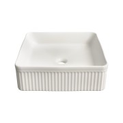 Umywalka nablatowa ceramiczna zlew VIORA biała ryflowana kwadratowa 40.5 cm Granitan – archiwalne 22