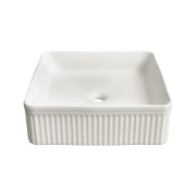 Umywalka nablatowa ceramiczna zlew VIORA biała ryflowana kwadratowa 40.5 cm Granitan – archiwalne 27
