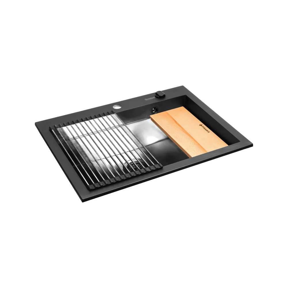Zlew SIROS (67x51,5) 1B, Volcano black edition Granitan