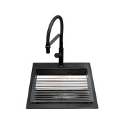 Zlew. SIROS (47x51,5) 1B Black Edition + Bateria FLEXOS Granitan