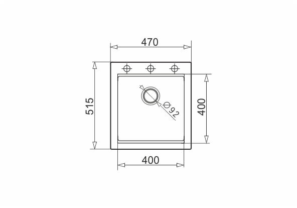 Rysunek techniczny i wymiary: Zlew. SIROS (47x51,5) 1B Black Edition + Bateria FLEXOS Granitan