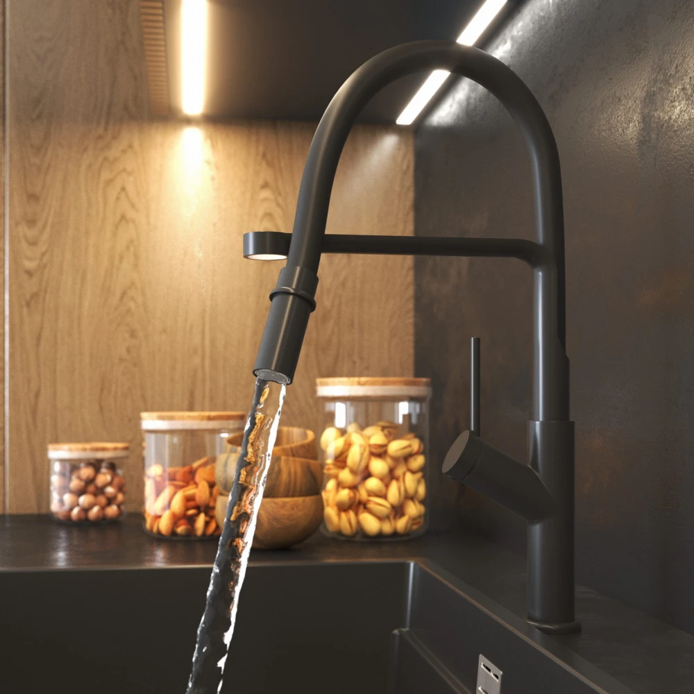 Zlew. KEROS (76x48) 1B 1D Black Edition + Bateria FLEXOS Granitan – elementy zestawu i akcesoria