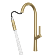 Bateria kuchenna do zlewu wysoka Ellis brushed gold Granitan – elementy zestawu i akcesoria