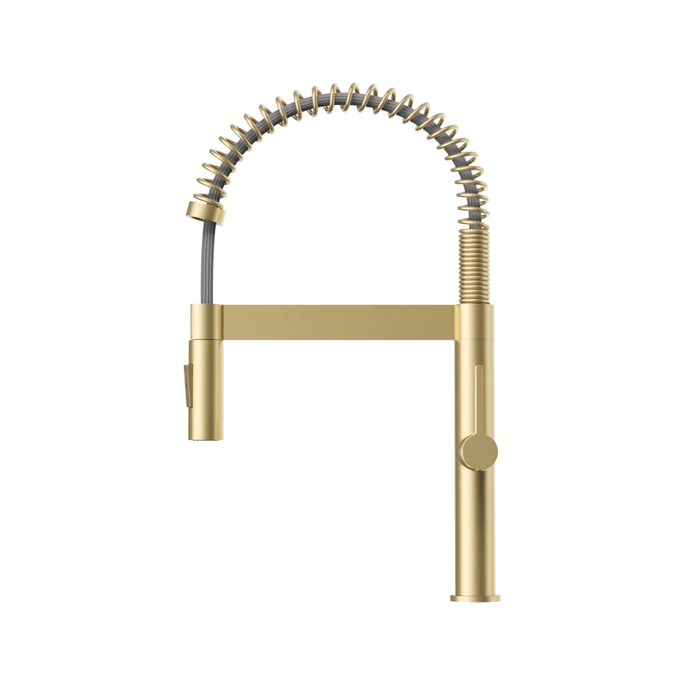 Bateria kuchenna spiralna wyciągana wylewka wysoka brushed gold kran Elara Granitan