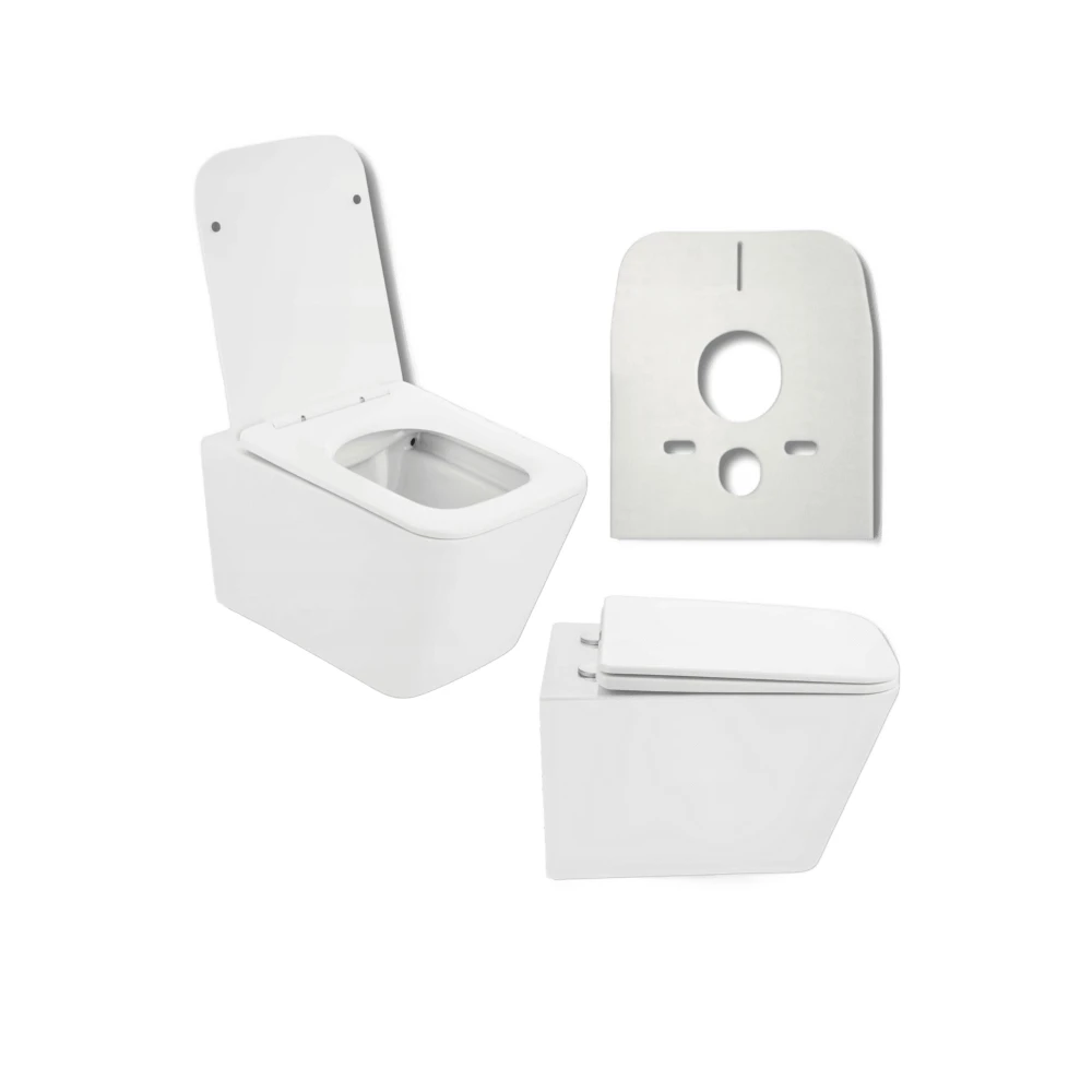 MISKA WC PODWIESZANA TOALETOWA RIMLESS BEZKOŁNIERZOWA DESKA BIAŁA LUNO 302 Granitan