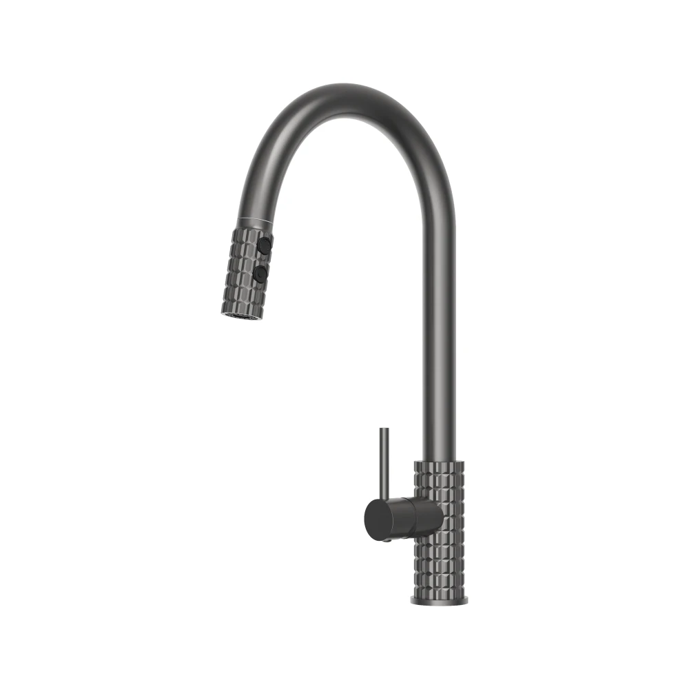 Bateria kuchenna z wyciąganą wylewką kran SNAKE PRO gun grey stojący do kuchni Granitan – archiwalne 10