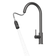 Rysunek techniczny: Bateria kuchenna z wyciąganą wylewką kran SNAKE PRO gun grey stojący do kuchni Granitan