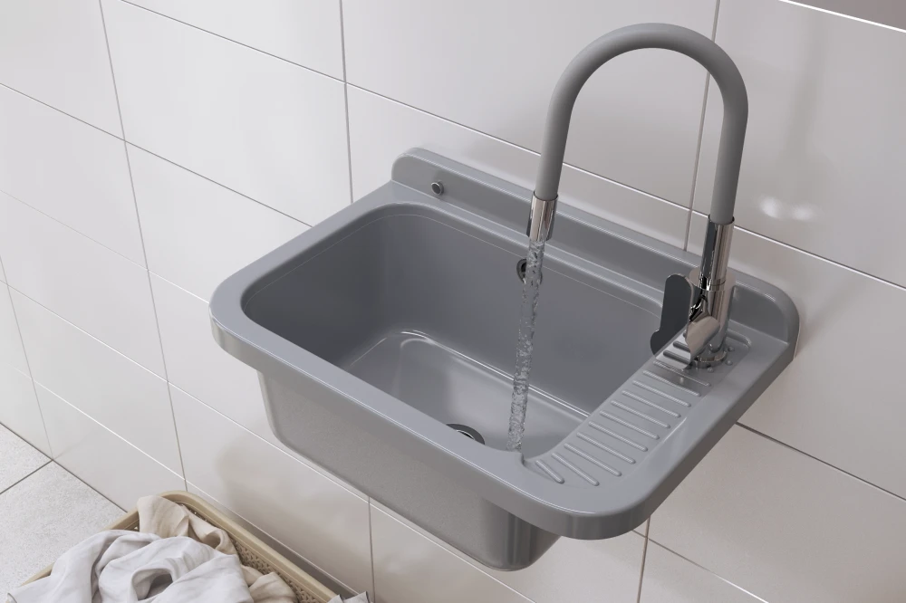 Rysunek techniczny: ZLEWOZMYWAK GOSPODARCZY KOMORA TECHNICZNA POLO szary Granitan