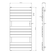 Rysunek techniczny i wymiary: GRZEJNIK ŁAZIENKOWY BIAŁY 120x60 cm OSLO Granitan