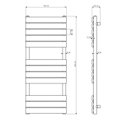 Rysunek techniczny i wymiary: GRZEJNIK ŁAZIENKOWY BIAŁY 120x50 cm OSLO Granitan