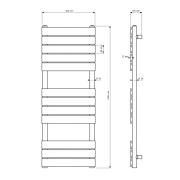 Rysunek techniczny i wymiary: GRZEJNIK ŁAZIENKOWY BIAŁY 120x45 cm OSLO Granitan