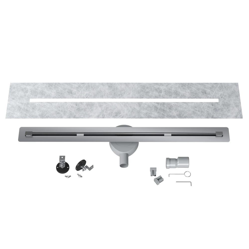 ODPŁYW LINIOWY POD PŁYTKĘ 90 cm STAL SYFON PRYSZNIC BRODZIK LUNO INOX Granitan – ujęcie z bliska / detal