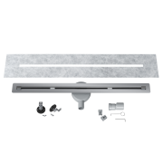 ODPŁYW LINIOWY POD PŁYTKĘ 90 cm STAL SYFON PRYSZNIC BRODZIK LUNO INOX Granitan – ujęcie z bliska / detal