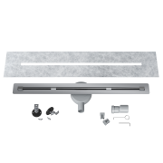ODPŁYW LINIOWY POD PŁYTKĘ 80 cm STAL SYFON PRYSZNIC BRODZIK LUNO INOX Granitan – aranżacja / widok z boku