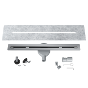 ODPŁYW LINIOWY POD PŁYTKĘ 70 cm STAL SYFON PRYSZNIC BRODZIK LUNO INOX Granitan – elementy zestawu i akcesoria