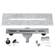 ODPŁYW LINIOWY POD PŁYTKĘ 50 cm STAL SYFON PRYSZNIC BRODZIK LUNO INOX Granitan – aranżacja / widok z boku
