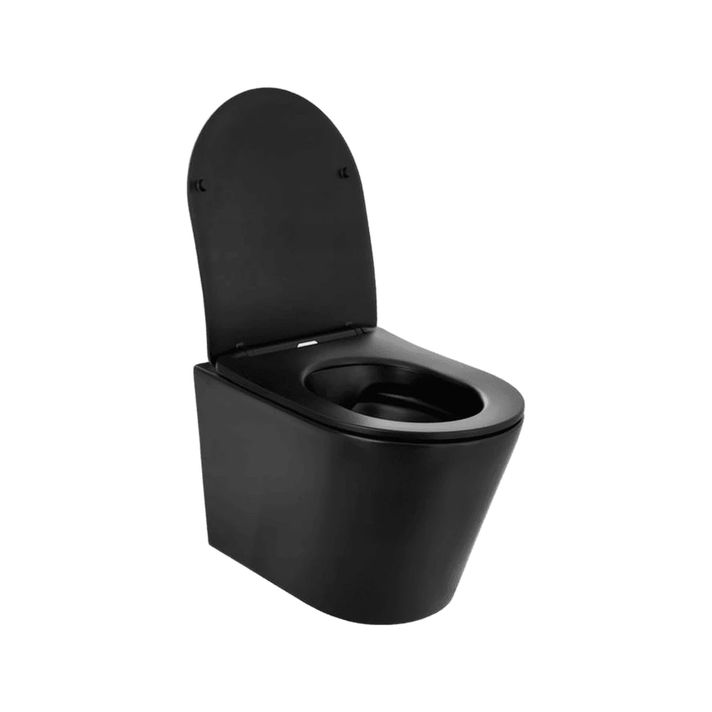 MISKA WC PODWIESZANA TOALETOWA RIMLESS BEZKOŁNIERZOWA NEO DESKA CZARNA Granitan