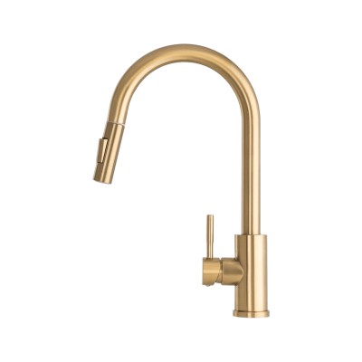 BATERIA KUCHENNA WYCIĄGANA WYLEWKA KRAN STALOWY LOSETO BRUSHED GOLD
