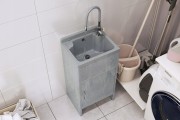 Zestaw- zlew gospodarczy LOMA z szafką szary Granitan – ujęcie z bliska / detal
