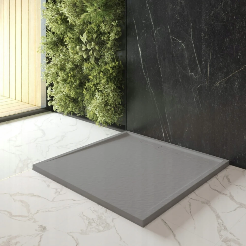 BRODZIK PRYSZNICOWY KWADRATOWY 90 x 90 CM SZARY VIVA Granitan – ujęcie z bliska / detal