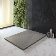 BRODZIK PRYSZNICOWY KWADRATOWY 120 x 90 CM SZARY SMC KOMPOZYT TEJA Granitan – elementy zestawu i akcesoria