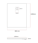 Rysunek techniczny i wymiary: BRODZIK PRYSZNICOWY KWADRATOWY 120 x 80 CM SZARY SMC KOMPOZYT TEJA Granitan
