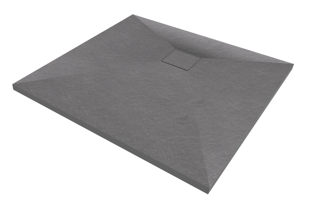 BRODZIK PRYSZNICOWY KWADRATOWY 80 x 80 CM SZARY SMC KOMPOZYT TEJA Granitan – ujęcie z bliska / detal