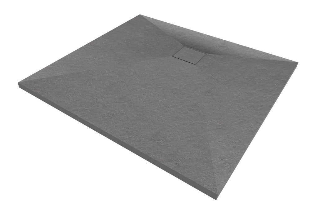 BRODZIK PRYSZNICOWY KWADRATOWY 90 x 90 CM SZARY SMC KOMPOZYT TEJA Granitan – ujęcie z bliska / detal