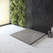 BRODZIK PRYSZNICOWY KWADRATOWY 80 x 80 CM SZARY SMC KOMPOZYT TEJA Granitan – elementy zestawu i akcesoria