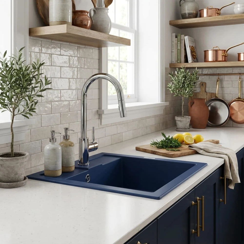 Zlewozmywak granitowy model BEST Granatowy Granitan – zdjęcie 5