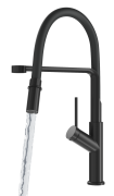 Pyramis zlew granitowy CAMEA (79x50) prawy BLACK EDITION+ Bateria FLEXOS Granitan – aranżacja / widok z boku