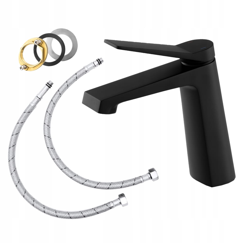 BATERIA UMYWALKOWA CZARNA NISKA ŁAZIENKOWA MOSIĘŻNA NOWOCZESNY KRAN SELVA Granitan – ujęcie z bliska / detal