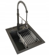 GRANITAN Franke Sirius Sid 610 - 40 czarny onyx kwarc bateria Spiral Retro – elementy zestawu i akcesoria