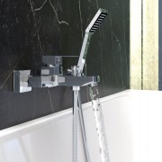 Bateria wannowa łazienkowa kwadratowa srebrna CARO Granitan – zdjęcie 5