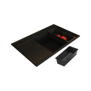 Zlew granitowy PYRAMIS CAMEA 79x50 Volcano czarny mat prawy + gratis Granitan