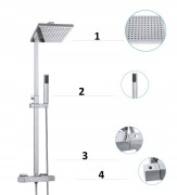 Bateria prysznicowa termostatyczna deszczownica cube slim chrom Granitan – ujęcie z bliska / detal
