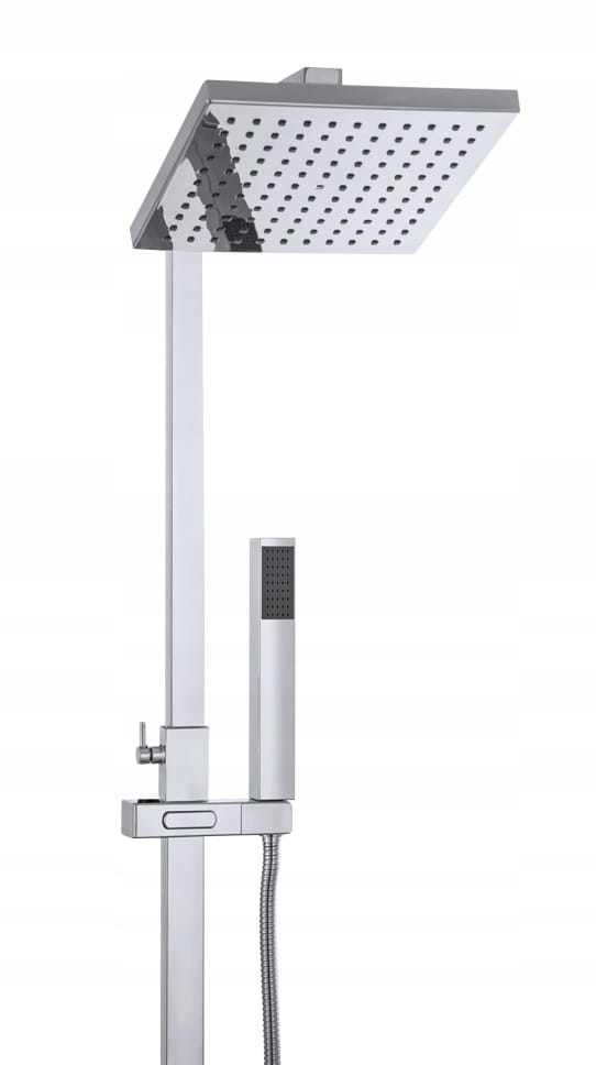 Bateria prysznicowa termostatyczna deszczownica cube slim chrom Granitan – aranżacja / widok z boku