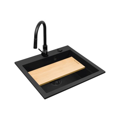 Pyramis zlew granitowy Siros 57x51,5 BLACK EDITION zlew / bateria / syfon