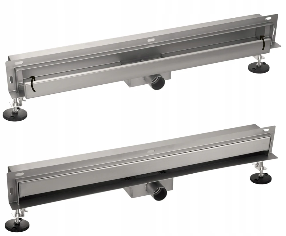 Odpływ liniowy ścienny boczny 60 cm CHROM Granitan – ujęcie z bliska / detal