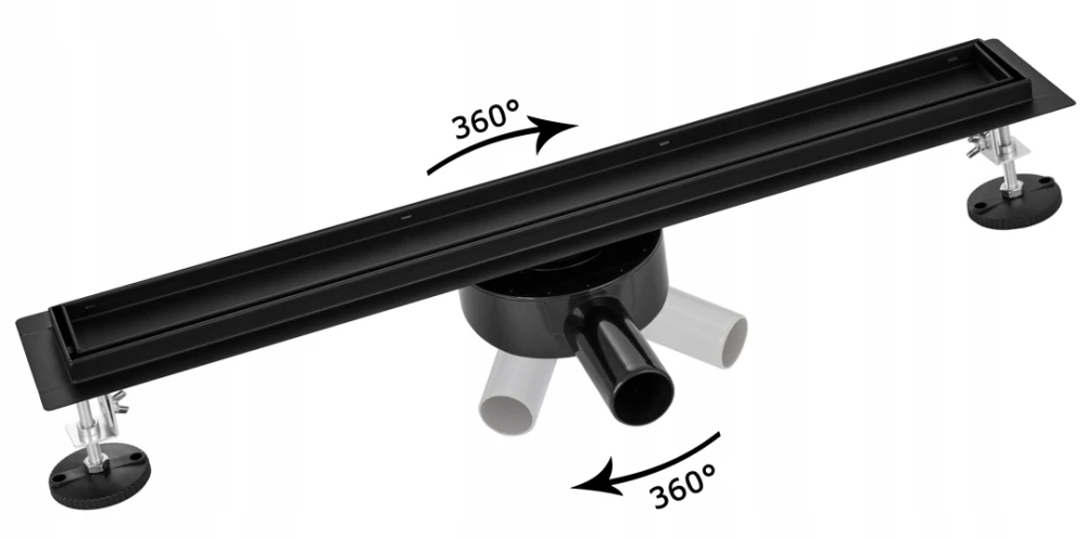 Odpływ liniowy w podłogę 70 cm Czarny Granitan – ujęcie z bliska / detal