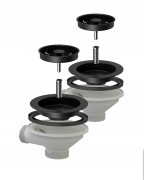 Syfon przyścienny automatyczny dwukomorowy czarny prostokątny przelew Granitan – elementy zestawu i akcesoria