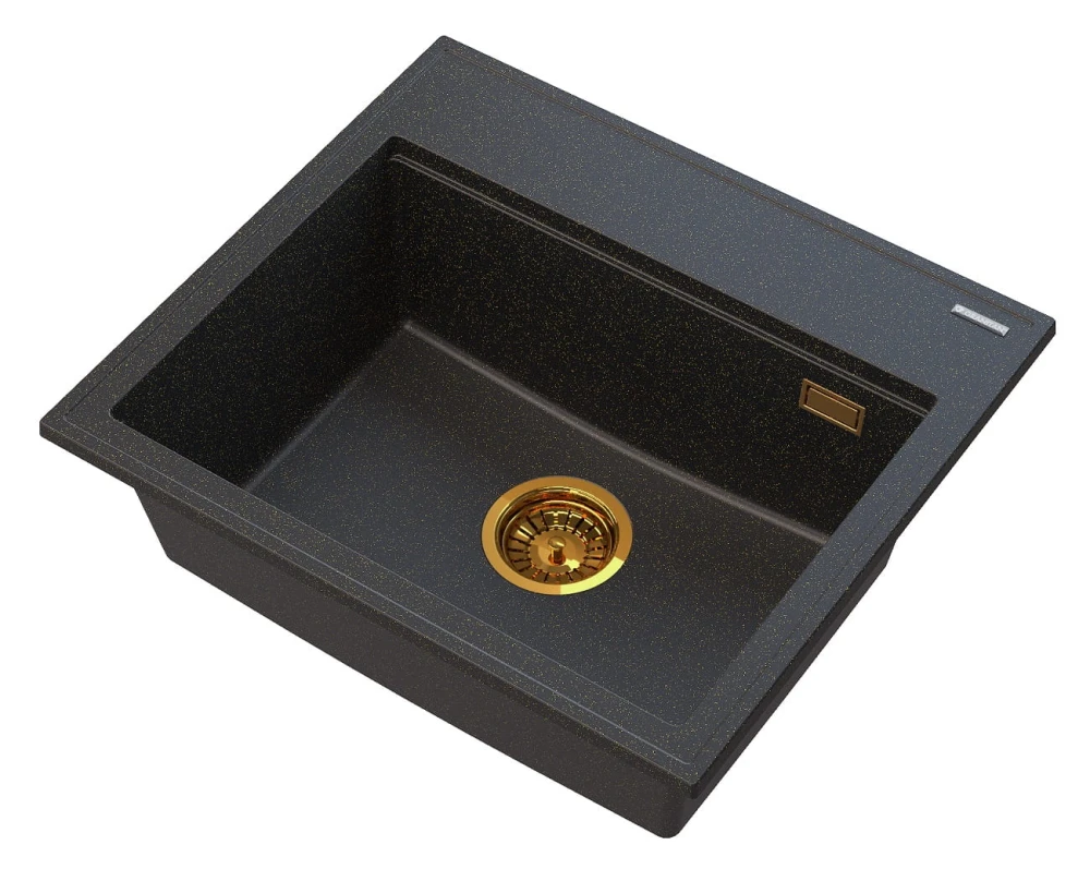 Zlewozmywak Granitowy Foxal Gold Syfon GOLD Granitan – ujęcie z bliska / detal